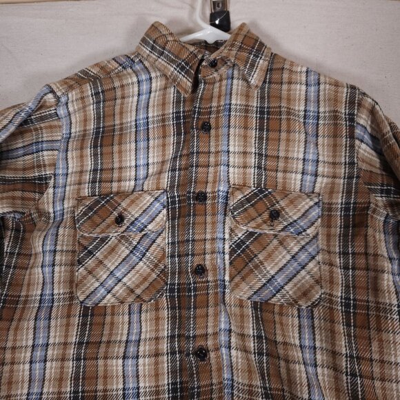 Vintage Five Brother Plaid Button Shirt Mens Medium Tall  Pockets Heavy Duty USA - Picture 14 of 16